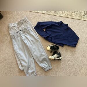 Unisex Softball/Baseball Gear: Pants, Long Sleeve Dri Fit, & Cleats